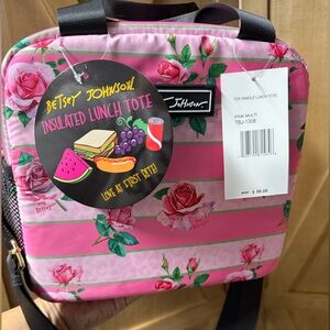 Betsey Johnson BIG ONE Pink Rose Insulated Tote New 11 x 11 x 6